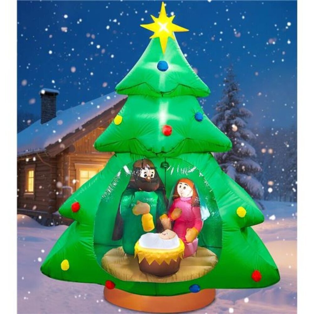 Inflatable Nativity Scene 7ft Christmas Tree Outdoor Decor